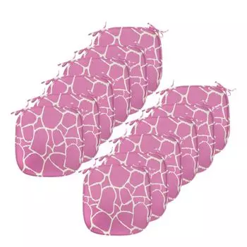 Подушки на обеденный стул ABAKUHAUS Giraffe, абстрактная кожа животного, декоративная водонепроницаемая подушка с ремнями для кухонных сидений, 40 см x 40 см — упаковка из 12 шт., розовый кремовый