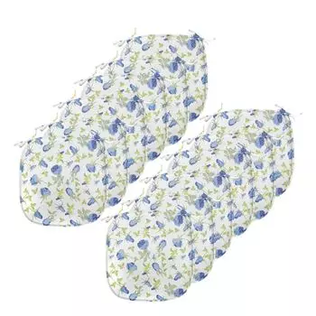 Подушки на обеденный стул ABAKUHAUS Green Flower, изысканные бутоны роз, декоративная водонепроницаемая подушка с ремнями для кухонных сидений, 40 см x 40 см — упаковка из 12 шт., синий, светло-зеленый, белый