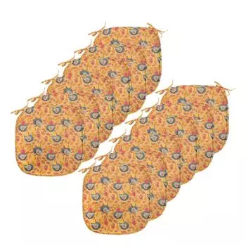 Подушки на обеденный стул ABAKUHAUS Hedgehog, Happy Autumn Forest, декоративная водонепроницаемая подушка с ремнями для кухонных сидений, 40 см x 40 см — упаковка из 12 шт., оранжево-кораллово-серо-коричневый