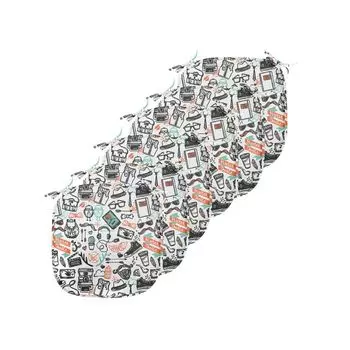Подушки на обеденный стул ABAKUHAUS Indie, Hipster Fashion Sketch, декоративная водонепроницаемая подушка с ремнями для кухонных сидений, 40 см x 40 см — упаковка из 6 шт., морская пена, оранжевый, черный