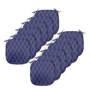 Подушки на обеденный стул ABAKUHAUS Indigo, цветные кубики цвета индиго 3D, декоративная водонепроницаемая подушка с ремнями для кухонных сидений, 40 см x 40 см — упаковка из 12 шт., темно-синий и синий