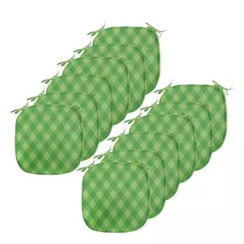 Подушки на обеденный стул ABAKUHAUS Irish, декоративная водонепроницаемая подушка в зеленую клетку в стиле ретро с ремнями для кухонных сидений, 40 см x 40 см — упаковка из 12 шт., зеленый лаймовый цвет