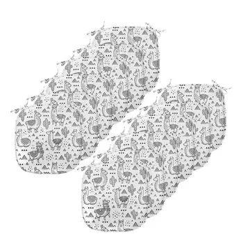 Подушки на обеденный стул ABAKUHAUS Lama, дизайн Doodle Alpaca, декоративная водонепроницаемая подушка с ремнями для кухонных сидений, 40 см x 40 см — упаковка из 12 шт., цвет «Белый кока-кола»