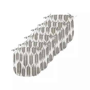 Подушки на обеденный стул ABAKUHAUS Leaf, листья пальмы, декоративная водонепроницаемая подушка с ремнями для кухонных сидений, 40 см x 40 см — упаковка из 6 шт., коричнево-белый уплотнитель