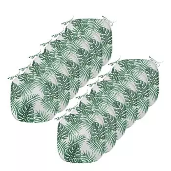 Подушки на обеденный стул ABAKUHAUS Leaf, пальма, манго, банан, декоративная водонепроницаемая подушка с ремнями для кухонных сидений, 40 см x 40 см — упаковка из 12 шт., зеленый цвет