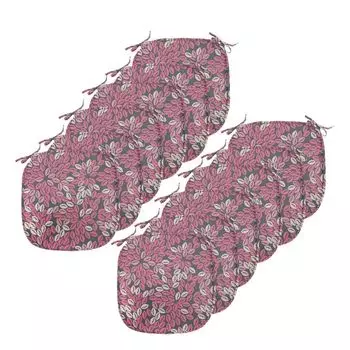 Подушки на обеденный стул ABAKUHAUS Leaves, абстрактная лавровая листва, декоративная водонепроницаемая подушка с ремнями для кухонных сидений, 40 см x 40 см — упаковка из 12 шт., темно-серый бежевый, коричневый