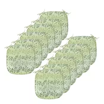 Подушки на обеденный стул ABAKUHAUS Leaves, венецианская флора, декоративная водонепроницаемая подушка с ремнями для кухонных сидений, 40 см x 40 см — упаковка из 12 шт., зеленый светло-зеленый