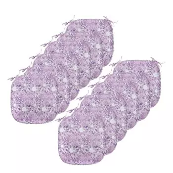 Подушки на обеденный стул ABAKUHAUS Mauve, цифровой цветочный дизайн, декоративная водонепроницаемая подушка с ремнями для кухонных сидений, 40 см x 40 см — упаковка из 12 шт., сиреневый и лавандовый, розовый
