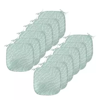 Подушки на обеденный стул ABAKUHAUS Pearls, абстрактные водные мотивы, декоративная водонепроницаемая подушка с ремнями для кухонных сидений, 40 см x 40 см — упаковка из 12 шт., миндально-зеленый белый
