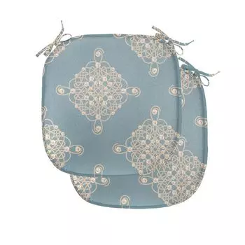 Подушки на обеденный стул ABAKUHAUS Pearls, симметричный узел-сайлот, декоративная водонепроницаемая подушка с ремнями для кухонных сидений, 40 см x 40 см — упаковка из 2 шт., бледно-шиферно-коричневый