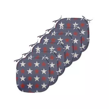 Подушки на обеденный стул ABAKUHAUS Primitive Land, US Freedom, декоративная водонепроницаемая подушка с ремнями для кухонных сидений, 40 см x 40 см — упаковка из 6 шт., темно-синий белый рубин, коричневый