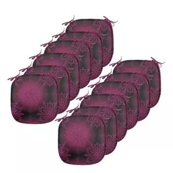 Подушки на обеденный стул ABAKUHAUS Purple Mandala, психоделическая декоративная водонепроницаемая подушка в стиле бохо с ремнями для кухонных сидений, 40 см x 40 см — упаковка из 12 шт., темно-бордовый пурпурный, коричневый
