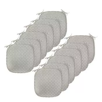 Подушки на обеденный стул ABAKUHAUS Quatrefoil, эдвардианский цветочный узор, декоративная водонепроницаемая подушка с ремнями для кухонных сидений, 40 см x 40 см — упаковка из 12 шт., темно-бежевый, черный