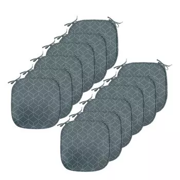 Подушки на обеденный стул ABAKUHAUS Quatrefoil, марокканские линии, декоративная водонепроницаемая подушка с ремнями для кухонных сидений, 40 см x 40 см — упаковка из 12 шт., синий, серый, голубой, коричневый