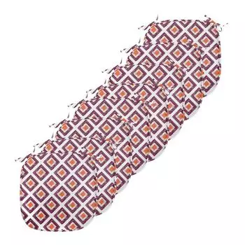 Подушки на обеденный стул ABAKUHAUS с геометрическим рисунком, графический принт треугольников, декоративная водонепроницаемая подушка с ремнями для кухонных сидений, 40 см x 40 см — упаковка из 8 шт., цвет сливово-календуловый белый