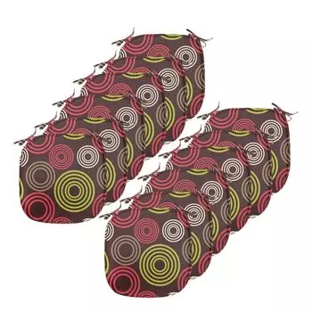 Подушки на обеденный стул ABAKUHAUS с геометрическим узором, линии Funky Vortex, декоративная водонепроницаемая подушка с ремнями для кухонных сидений, 40 см x 40 см — упаковка из 12 шт., салатово-зеленый, темно-коричневый