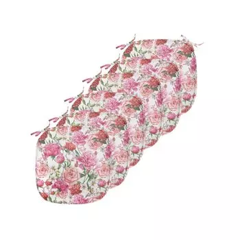 Подушки на обеденный стул ABAKUHAUS Shabby Flora, «Весенние садовые розы», декоративная водонепроницаемая подушка с ремнями для кухонных сидений, 40 см x 40 см — упаковка из 6 шт., бледно-розовый