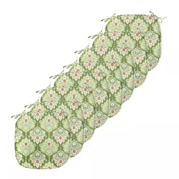 Подушки на обеденный стул ABAKUHAUS Shabby Flora, цветочный барокко, декоративная водонепроницаемая подушка с ремнями для кухонных сидений, 40 см x 40 см — упаковка из 8 шт., зеленый цвет
