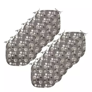 Подушки на обеденный стул ABAKUHAUS Taupe, Dots Brushstrokes Grunge, декоративная водонепроницаемая подушка с ремнями для кухонных сидений, 40 см x 40 см — упаковка из 12 шт., черно-белый темно-серый цвет, черный