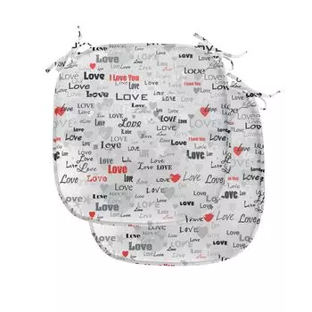 Подушки на обеденный стул ABAKUHAUS Valentines, I Love You Hearts, декоративная водонепроницаемая подушка с ремнями для кухонных сидений, 40 см x 40 см — упаковка из 2 шт., бледно-серый, алый, черный, белый
