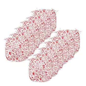 Подушки на обеденный стул ABAKUHAUS Valentines, красно-белый эскиз, декоративная водонепроницаемая подушка с ремнями для кухонных сидений, 40 см x 40 см — упаковка из 12 шт., ярко-белый