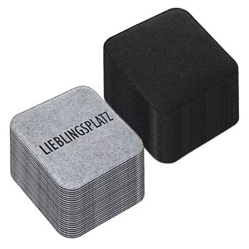 Подушки на сиденье фетровый набор из 6 шт. «Любимое место» Подушка для сиденья Подушка для стула Двусторонняя подушка квадратная, 2 цвета, антрацит, светло-серый Cepewa, серебро