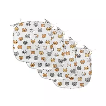 Подушки на стул для детской комнаты ABAKUHAUS, Happy Funny Kittens, декоративная водонепроницаемая подушка с ремнями для кухонных сидений, 40 см x 40 см — упаковка из 4 шт., бледно-оранжевый, светло-коричневый, белый