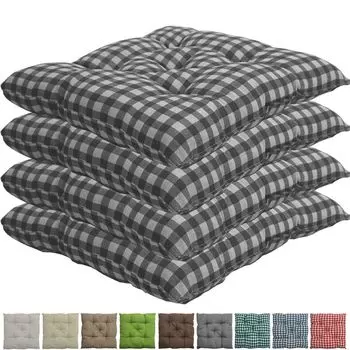 Подушки на стул Genoa 38х38 см, в упаковке 4 подушки для сидения с стежкой, цвет: синий в клетку NYVI, серый