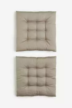 Подушки на стул H&M Home Cotton, 2 предмета, темный серо-бежевый