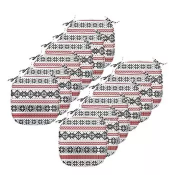 Подушки на стулья для столовой ABAKUHAUS в скандинавском стиле, изысканные сезонные мотивы, декоративная водонепроницаемая подушка с ремнями для кухонных сидений, 40 см x 40 см — упаковка из 12 шт., рубиново-черный белый