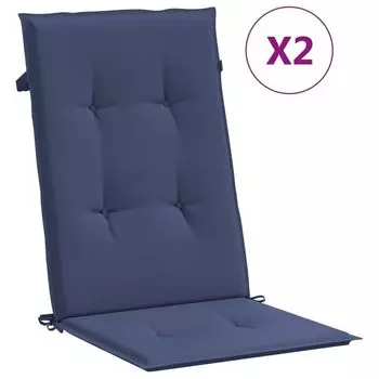 Подушки на стул с высокой спинкой vidaXL 2 шт., ткань темно-синего цвета., синий