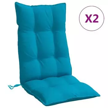 Подушки на стул с высокой спинкой vidaXL 2 шт. Ткань Оксфорд светло-синего цвета., синий