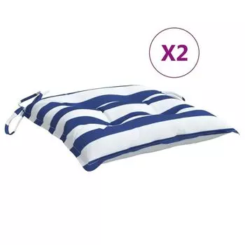 Подушки на стул vidaXL 2 шт. Ткань Оксфорд в синюю и белую полоску 50x50x7 см