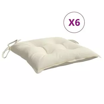 Подушки на стул vidaXL 6 шт. кремово-белые 40х40х7 см. Ткань Оксфорд., бежевый