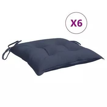 Подушки на стул vidaXL 6 шт. Темно-синий 50х50х7 см. Ткань Оксфорд.