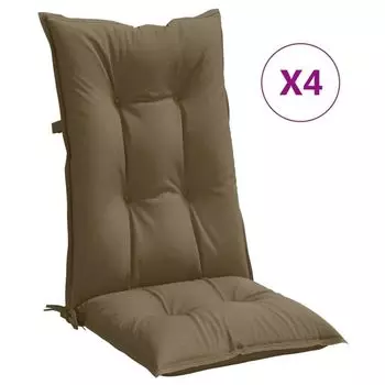 Подушки на стул vidaXL с высокой спинкой 4 шт., ткань Melange Taupe 120x50x7 см., серо-коричневый