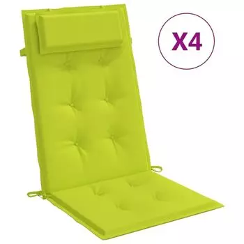 Подушки vidaXL для высокой спинки, 4 шт., ткань Оксфорд неоново-зеленого цвета., зеленый
