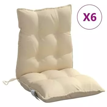 Подушки vidaXL с низкой спинкой, 6 шт., ткань Оксфорд бежевого цвета., бежевый