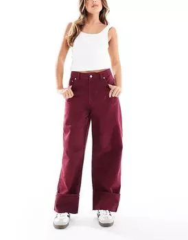Подвернутые джинсы бордового цвета ASOS DESIGN