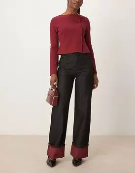 Подвернутые джинсы контрастного цвета черного цвета ASOS DESIGN