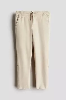 Подвернутые хлопковые брюки-чинос H&M, бежевый