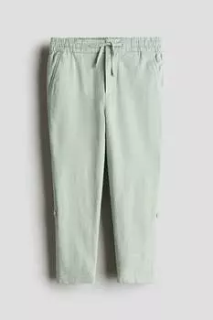 Подвернутые хлопковые брюки-чинос H&M, зеленый