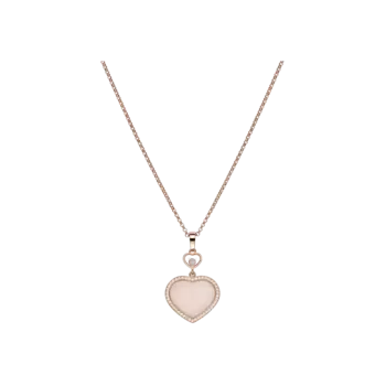 Подвеска Chopard Happy hearts из розового золота с бриллиантами и розовым опалом