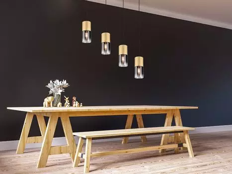 Подвеска для бара светлая, стеклянная, серая, ширина 80см. TRIO