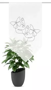 Подвеска для окон SYLIA, вуаль, цифровая печать, принт бабочки, треугольная отделка. HOME WOHNIDEE, серый