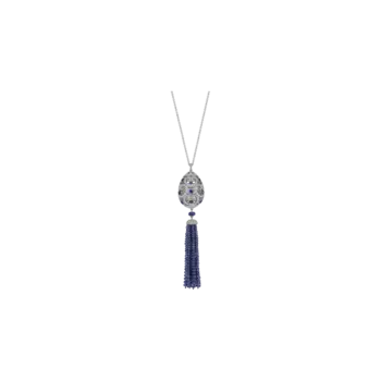 Подвеска Faberg Imperial с кисточкой из белого золота, бриллиантами и синими сапфирами