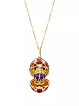 Подвеска Heritage Coronation Crown Surprise из желтого золота с бриллиантами FABERG, красный