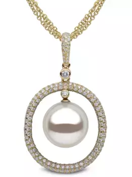 Подвеска из 18-каратного желтого золота с бриллиантами и жемчугом Yoko London, золотой