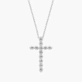 Подвеска-крест с плавающими бриллиантами из 14-каратного белого золота (1/2 карата) Blue Nile