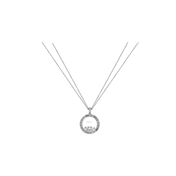 Подвеска на цепочке Chopard Happy diamonds из белого золота с бриллиантами